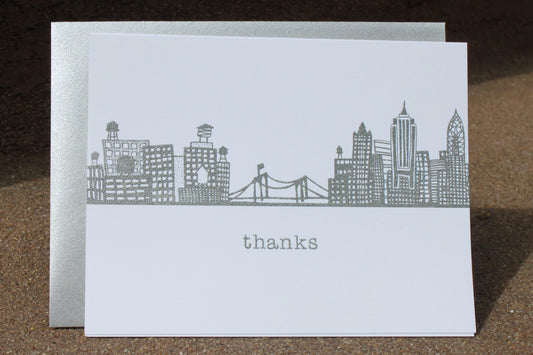 Brooklyn Bridge Skyline Thank You (silver)